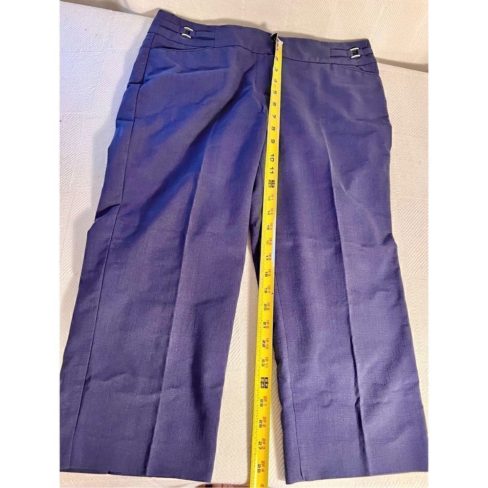 Zac & Rachel Women's Dress Cropped Pants Navy With Silver Detail Size 10 - Picture 8 of 11